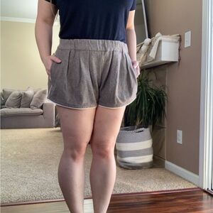 Free People Tan Chevron Wool Shorts